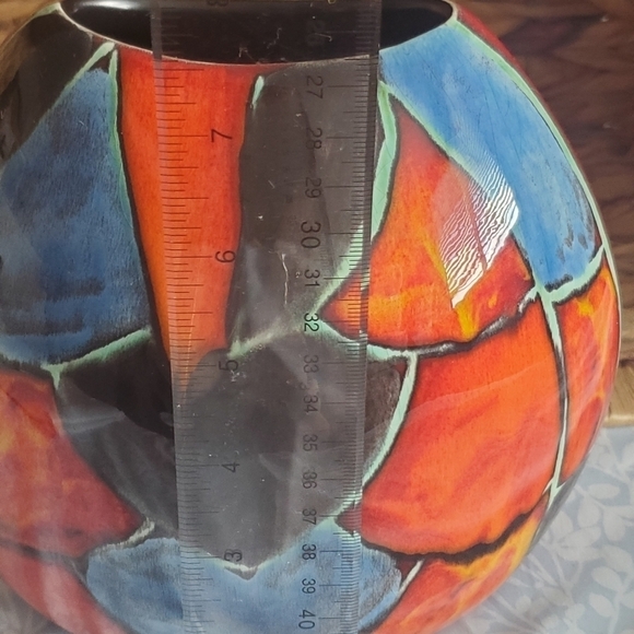 Mid Century Modern Poole Pottery Blue Red Lava Made In England Vase 7 1/2" - Picture 9 of 9